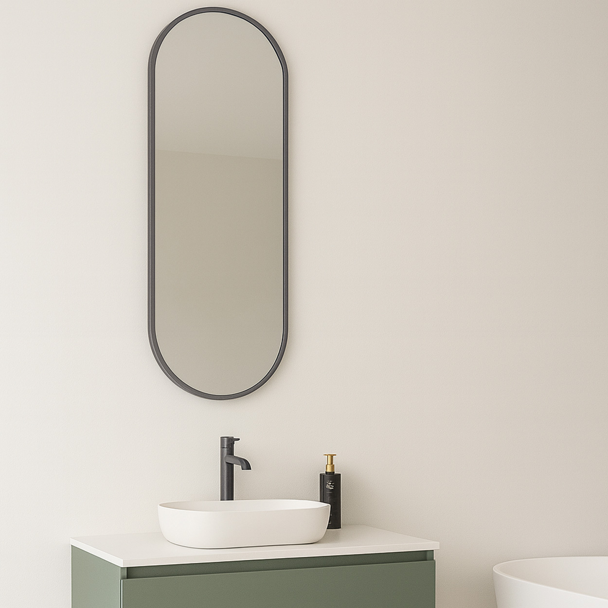 Wiesbaden Spiegel Renk Ovaal 30x70cm Gunmetal